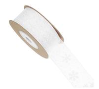 Beaupretty Christmas Snowflake Printed Chiffon Ribbon Soft Festive Wrapping Strap for DIY Decor Balloons Wreaths Hair Bows Holiday Craft Supplies