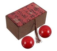 Beaupretty Cloisonné Hand Exercise Balls Set 47mm Red Enamel Fitness Massage Balls for Elderly Hand Grip Strengthener for Office and Home Use