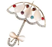 Beaupretty Colorful Rhinestone Umbrella Brooch Pin for Women Cute Cat's Eye Stone Decoration Stylish Lapel Pin for Clothes and Accessories for Parties and Everyday Wear Random Color