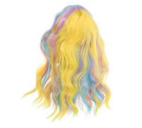 Beaupretty Colorful Wave Wigs for Women Shoulder Rainbow Wavy Wig for Cosplay Parties Daily Use Comfortable Realistic Synthetic Hair