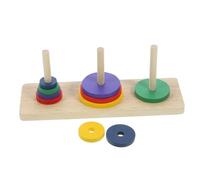 Beaupretty Colorful Wooden Hanoi Tower Puzzle Intellectual for Adults and Brain Development Game for DIY Home Parties Smooth Surface Design for