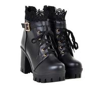 Beaupretty Comfortable PU Short Boots for Women Lightweight Chunky Heel Ankle Booties Breathable Fall Winter Fashion Footwear