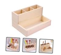 Beaupretty Compact Wooden Makeup Organizer Box Multi-grid Cosmetic Storage Holder for Jewelry Stationery Desktop Space-saving Retro Style Case for Home Dressing Table