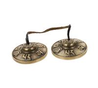 Beaupretty Copper Meditation Cymbal Bell with Six-character Blessing Engraving, Handmade Yoga Cymbals for Buddhist Ceremony and Mindfulness Practice