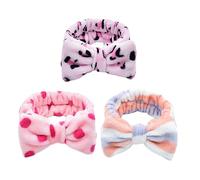 Beaupretty Coral Fleece Bow Hair Band Set 3pcs for Women Quick-drying Face Washing Headbands Soft Makeup Accessories for Girls Cute Hair Bands in Pink and Purple