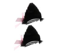 Beaupretty Cosplay Cat Ear Hairpin with Bell and Bowknot Lightweight Clips for Halloween Costume Party and Adults Accessory