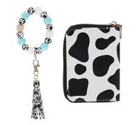 Beaupretty Cow Pattern Keychain Wallet Card Holder Wristlet Fashion Keychain Minimalist Id Card Wallet for Travel