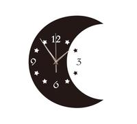Beaupretty Creative Black Acrylic Wall Clock with Moon and Star Shapes, Silent Hanging Wall Clock for Living Room and Office, Artistic Decoration and Silent Time Utility