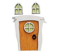 Beaupretty Creative Mini Fairy Door for Tree and Garden Decoration Wooden Dark Dollhouse Door with Window Unique Outdoor Fairy Garden Ornament for Patio