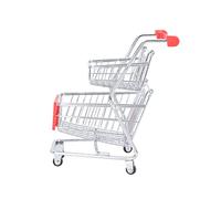 Beaupretty Creative Mini Metal Shopping Cart Storage Basket Sturdy Snack Serving Tray Decorative Trolley Model for Hotel Restaurant Office Home Desktop Organizer in Red