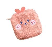 Beaupretty Creative Pink Cartoon Mini Sanitary Pad Pouch Lightweight Portable Storage Bag with Smooth Zipper Plush Material for Travel and Daily Use