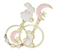Beaupretty Creative Rabbit Drop Earrings for Women Lightweight Cute Bunny Jewelry with Moon and Star Design Gift for Birthday Christmas Easter Stylish Ear Accessories