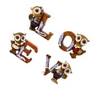 Beaupretty Creative Resin Owl Shaped Love Letters Decoration Set of 4 Pcs Assorted Colour Ornaments for Wedding and Birthday Decoration