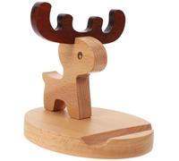 Beaupretty Creative Wooden Deer Phone Stand, Desktop Cellphone Holder for Smartphones and Tablets, Cute Animal Shape Mobile Phone Bracket for Office and Home Use