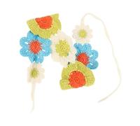 Beaupretty Crochet Headband with Artificial Flowers Versatile Hair Scarf Makeup Hairband Elegant Knit Design for Parties Weddings Charming Floral Hair Accessory