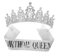 Beaupretty Crystal Crown Accessories Birthday Queen Sash Set Sparkle Headband Women Birthday Tiara Crowns for Women Tiara