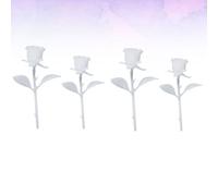 Beaupretty Crystal Epoxy Rose Model White Plastic and Resin for Coloring Yourself and DIY Crystal Craft DIY 4pcs Miniature Rose Decoration, for Forest Microlandscape Making and Store
