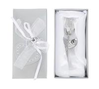 Beaupretty Crystal Glass Rose Flower with Smooth Surface and Silver Handle, Contemporary Beautiful Appearance, for Wedding Decorations and Home Collectible Figurines