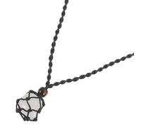 Beaupretty Crystal Raw Stone Necklace Woven Black Rope for Everyday Wear Casual Outings Featuring Simple Yet Elegant Pendant Design