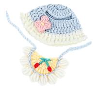 Beaupretty Cute Doll Clothes Set for Dolls Compatible with Labubu Lightweight Crochet Hat Bib Accessories and Creative Play Portable and Soft Material