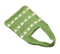 Beaupretty Cute Heart Knit Shoulder Bag for Women, Woolen Yarn Tote | Green Woven Texture, Lightweight Hand Carry Option, Daily Essentials and Light Groceries, Chic Boho Style