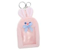 Beaupretty Cute Plush Photocard Holder with Keyring Cartoon Long Ear Rabbit Id Card Sleeve for Students K-pop Card Protector Versatile Badge Cover for Travel Office and School Use