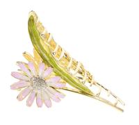 Beaupretty Daisy Flower Hair Claw Clip Large Metal Barrette for Women Smooth Edges Non-snag Hair Catch Clip Versatile Styling Accessory for Elegant Updos and Everyday Use Purple Floral Design