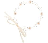 Beaupretty Daisy Flower Headband Pearls for Weddings Floral Bridal Hair Wreath Handcrafted Hair Accessories for Festivals and Photography
