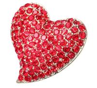 Beaupretty Delicate Heart Shaped Brooch with Rhinestone Crystal Elegant Corsage Breastpin for Women Red Cute Lapel Pin Accessory for Party Anniversary Valentines Day and Everyday Fashion