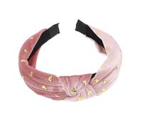 Beaupretty Delicate Knot Headband Pink Velvet Hairband with Hot Drilling Heart Design Wide Fabric Band for Festival Hair Decor Party Costume Accessories
