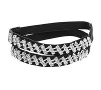 Beaupretty Detachable Elastic High Heel Shoelaces with Rhinestones Slip Ankle Straps for Womens High Heels Comfortable Grips Preventing Slippage Black Silver Design