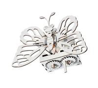 Beaupretty DIY Hand Cranked Wood Butterfly Educational Science Plaything for Interactive Mechanical Gear Craft for and Parent Bonding