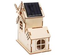 Beaupretty DIY Solar Windmill Model Kit for Lightweight Wooden Stem Educational Science Experiment Building for Boys and Exploring Solar Energy and Wind Power