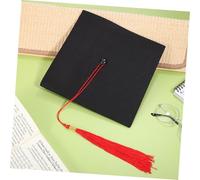 Beaupretty Doctoral Graduation Cap for Adults with Red Tassel Smooth Texture Phd Hat Comfortable Wear for Graduation Ceremony Cosplay Photo Props School Events
