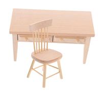 Beaupretty Doll House Mini Desk and Chair High Simulation Miniature Furniture Decor for Dollhouse Living Room Study Room and Dining with Rounded Edges for Realistic Display