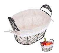 Beaupretty Double-handle Fruit Basket, Iron Wire Basket with Cotton Cloth Lining, Oval, Easy Carry, Space-saving, for Fruits and Miscellaneous Items, Home Organisation
