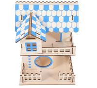 Beaupretty Double-layer Log Wood Hamster House with Staircase, Small Pet Villa Climbing Rack for Hamsters and Chinchillas, Natural Wooden Habitat Décor for Small Animals