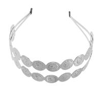 Beaupretty Double Layer Metal Coin Headband for Women with Secure Fit and Suitable for Diverse Hair Types, Vintage Silver Hair Band for Festival and Dance Costume Accessories