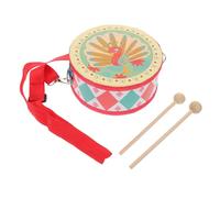 Beaupretty Double Sided Hand Drum with Strap Portable Percussion Instrument for Peacock Design Musical for Kindergarten Stimulates Rhythm and Teamwork Indoors and Outdoors