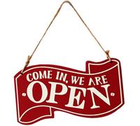 Beaupretty Double Sided Wooden Hanging Door Sign Red with Chain, Open Closed Business Plaque for Cafe, Shop, Office Decoration, Retail Store Display