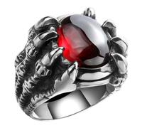Beaupretty Dragon Claw Red Gem Ring for Men Retro Punk Gothic Style Jewelry for Festival Parties Cosplay Halloween Nightclub Accessories