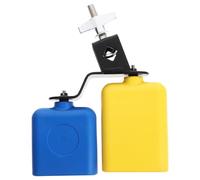 Beaupretty Dual Bicolor Cowbell Percussion Instrument Set with Small Blue and Large Yellow Bells, Metal Drum Cowbell Accessory for Band and Football Cheering, Musical Instrument for Drums and