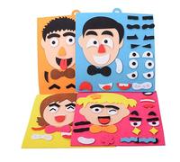 Beaupretty Early Development Facial Puzzle for DIY Funny Faces Changing Game Soft Cloth Material Educational Set for Parent Interaction Orange Boy Style
