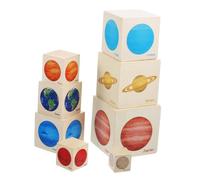 Beaupretty Educational Planet Cubes for Preschool Stacking and Sorting Blocks Developmental Puzzle for Learning Planets Shapes Colors and Memory Skills