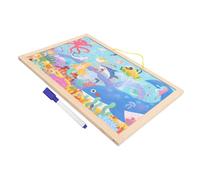 Beaupretty Educational Wooden Puzzle for Ocean Theme Drawing Board Cognitive Development Activity Fine Motor Natural Wood