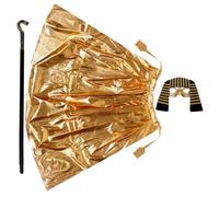 Beaupretty Egyptian Pharaoh Costume Set King Headpiece Cane Cape Mask for Halloween Cosplay for Boys Parties and Festive Events