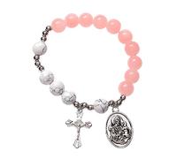 Beaupretty Elastic Cross Beaded Rosary Bracelet for Women and Colorfast Religious Jewelry with Delicate Cross Design Lightweight and Sturdy Faith Accessory for Holidays and Special Occasions