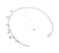 Beaupretty Elegant Adjustable Waist Chain Belt for Women with Sunflower and Moon Star Metal Charms Lightweight Link Waistband for Dresses and Jeans Silver Body Jewelry Accessory