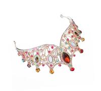 Beaupretty Elegant Baroque Wedding Tiara Colorful Crown Headpiece for Bride Lightweight Party Crown Photography Accessory