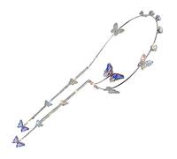 Beaupretty Elegant Butterfly Tassel Headband Women's Wide Forehead Jewellery Fascinators Crystal Hair Band